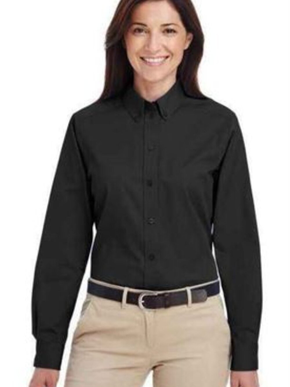 NWT Harriton Women's  Cotton Long-sleeve Twill Shirt with Teflon (XL)